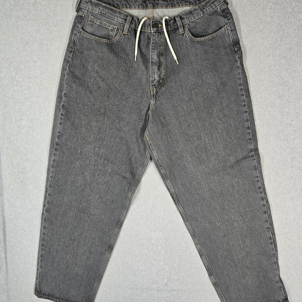 Levi's Men Jeans 38X34 Gray Denim Super Baggy Tapered Drawstring 32" Inseam